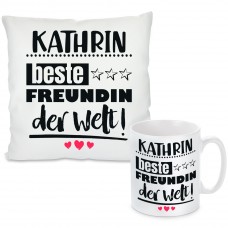 Kissen oder Tasse mit Motiv Modell: Beste Freundin der Welt - individualisierbar