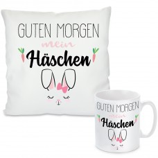 Kissen oder Tasse mit Motiv - Guten Morgen mein Häschen