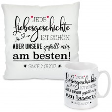 Kissen oder Tasse mit Motiv Modell: Jede Liebesgeschichte