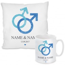 Kissen oder Tasse mit Motiv - Love (Mann + Mann)  (personalisierbar)