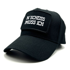 Baseball Cap mit Spruch auf Patch | N´Scheiss muss ich | Farbwahl | Unisex Baseball Mütze | hochwertiger Druck | OneSize durch verstellbaren Klipp-Verschluss |