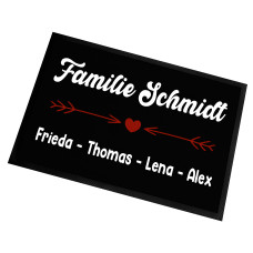 personalisierte Fußmatte | Türmatte mit Wunschname | 60x40cm | Familienmitglieder | für innen und außen | Vorleger für die Haustür / Flur | Geschenk zur ersten Wohnung | Einweihung | Made in Germany