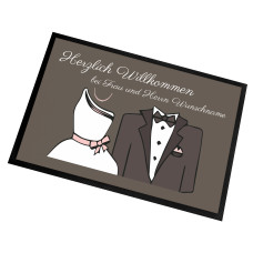 personalisierte Fußmatte | Türmatte mit Wunschtext zur Hochzeit | Brautpaar | 60x40cm | für innen und außen | Vorleger für die Haustür / Flur | Geschenk zur ersten Wohnung | Einweihung