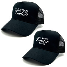 2er Set Baseball Caps in Mesh Optik mit Spruch | Können wir das saufen? Jo wir saufen das | Farbwahl | Unisex Baseball Mützen | hochwertiger Druck | OneSize durch verstellbaren Klipp-Verschluss