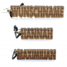 Holz Schlüsselanhänger mit Ihrem Wunschnamen