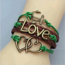 Armband mit Herzen - Love Schriftzug und Anker