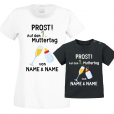 Funshirt oder Tanktop: Prost! Auf den 1. Muttertag (personalisierbar, Zahl wählbar)