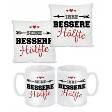 2er Set Kissen oder Tasse: Bessere Hälfte