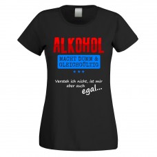 Funshirt weiß oder schwarz, als Tanktop oder Shirt - Alkohol macht dumm und gleichgültig....