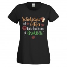 Funshirt weiß oder schwarz, als Tanktop oder Shirt - Schokolade ist Gottes Entschuldigung für Brokkoli.