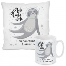 Kissen oder Tasse: Ich liebe dich bis zum Mond und wieder zurück.