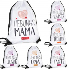 Turnbeutel Modell: Lieblings- Oma / Mama / Schwester / Tochter / Tante / Cousine. 
