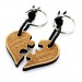 Holz Schlüsselanhänger Modell: geteiltes Herz Puzzle auseinander