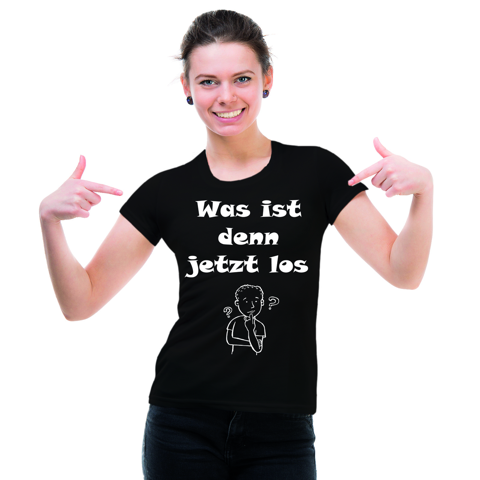 Damen T Shirt Modell Was ist los  - Onlineshop LieblingsMensch