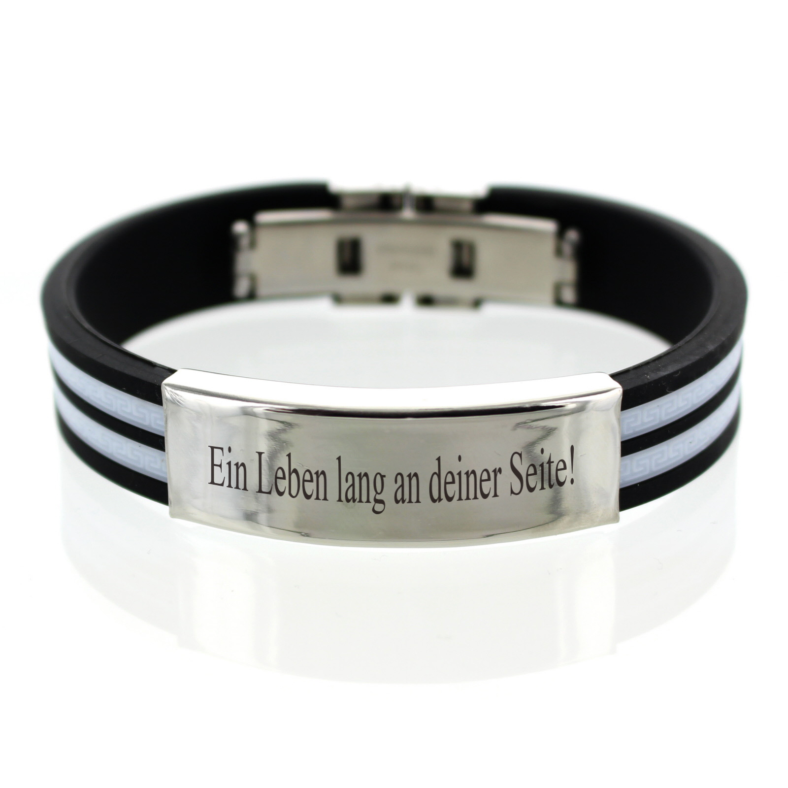 Kautschuk Armband mit Edelstahl Gravurplatte